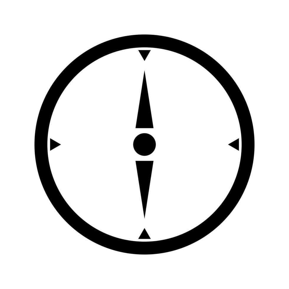 A black and white image of a compass pointing to the right vector