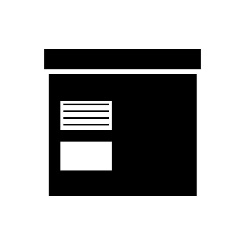 A black and white icon of a box vector