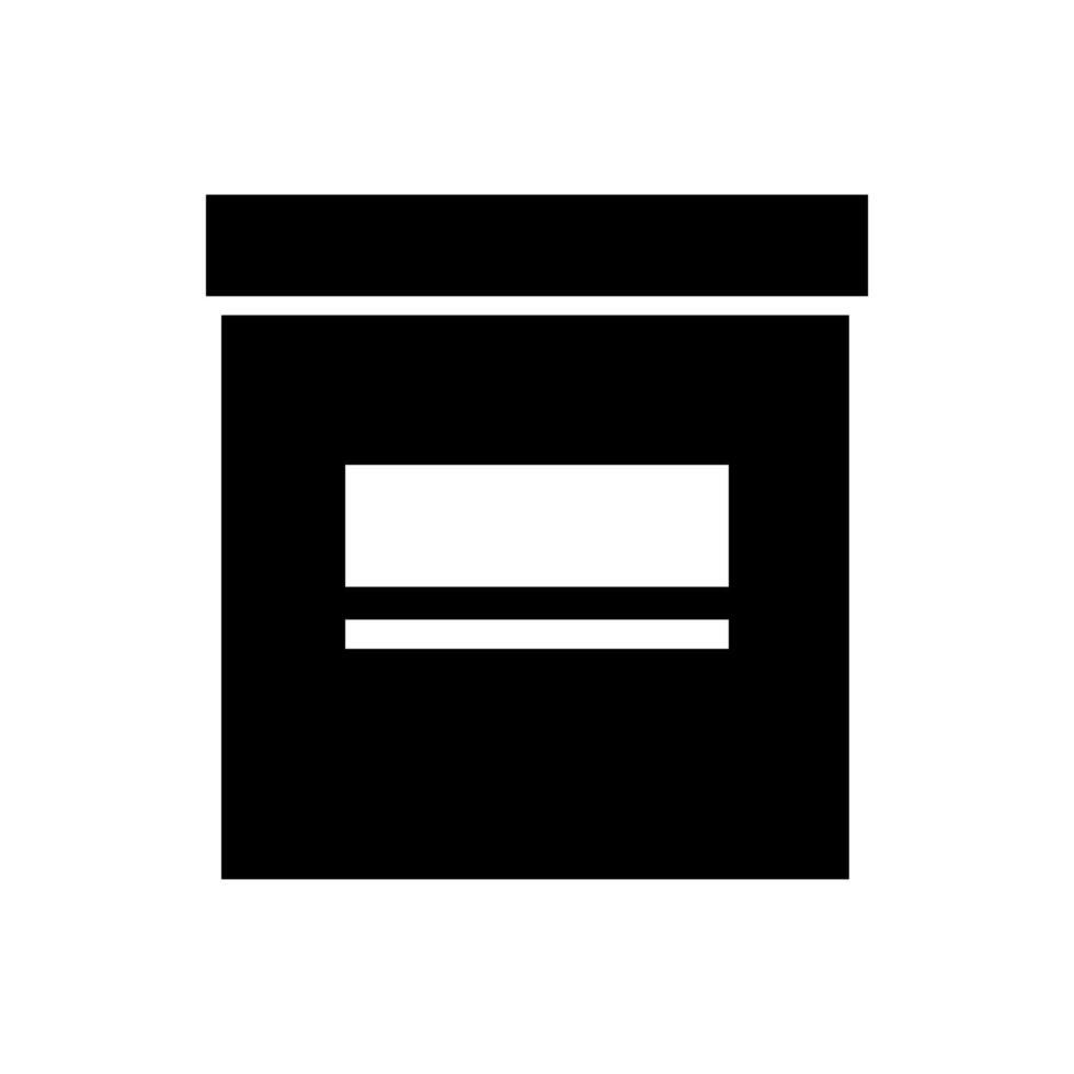 A black and white icon of a box vector