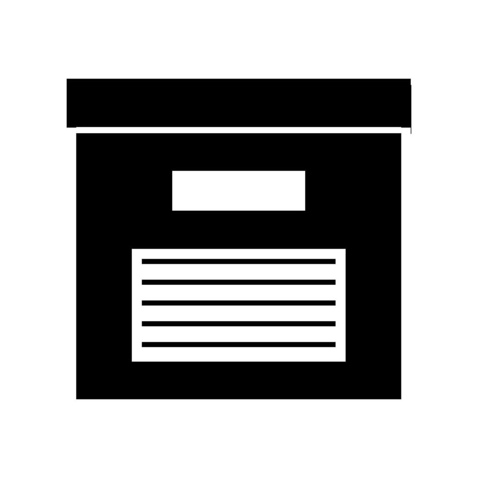 A black and white icon of a box vector