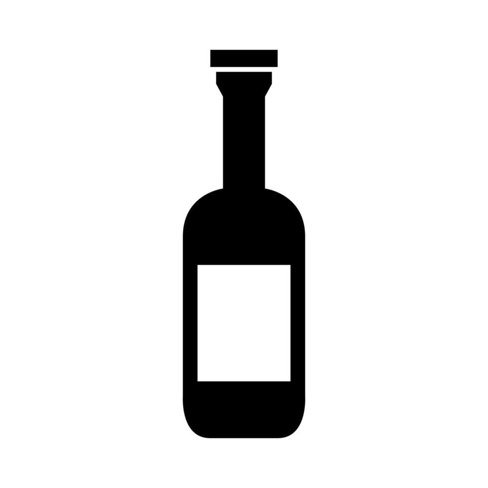 A bottle of wine is shown in black on a white background vector