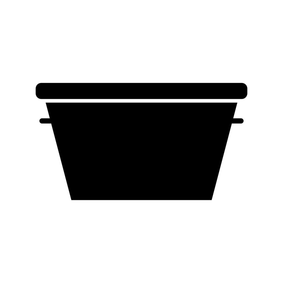 A black and white icon of a bucket vector