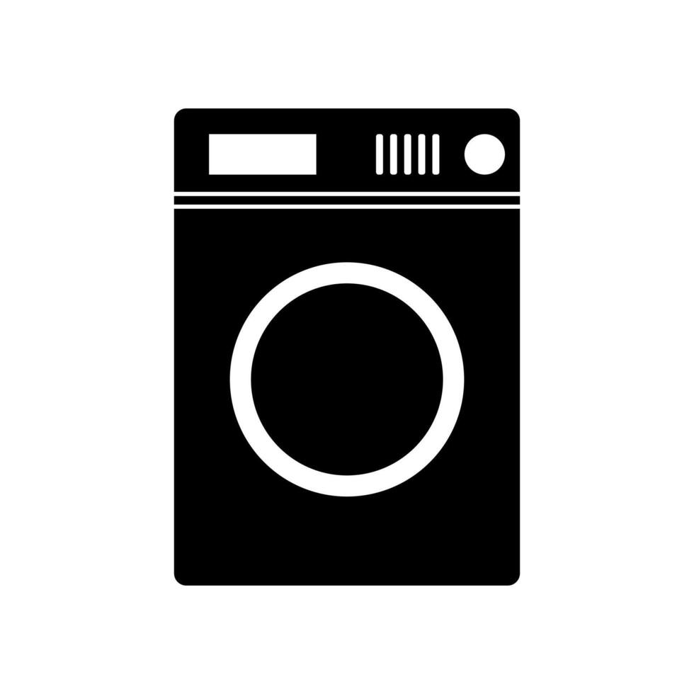 A black and white illustration of a washing machine vector