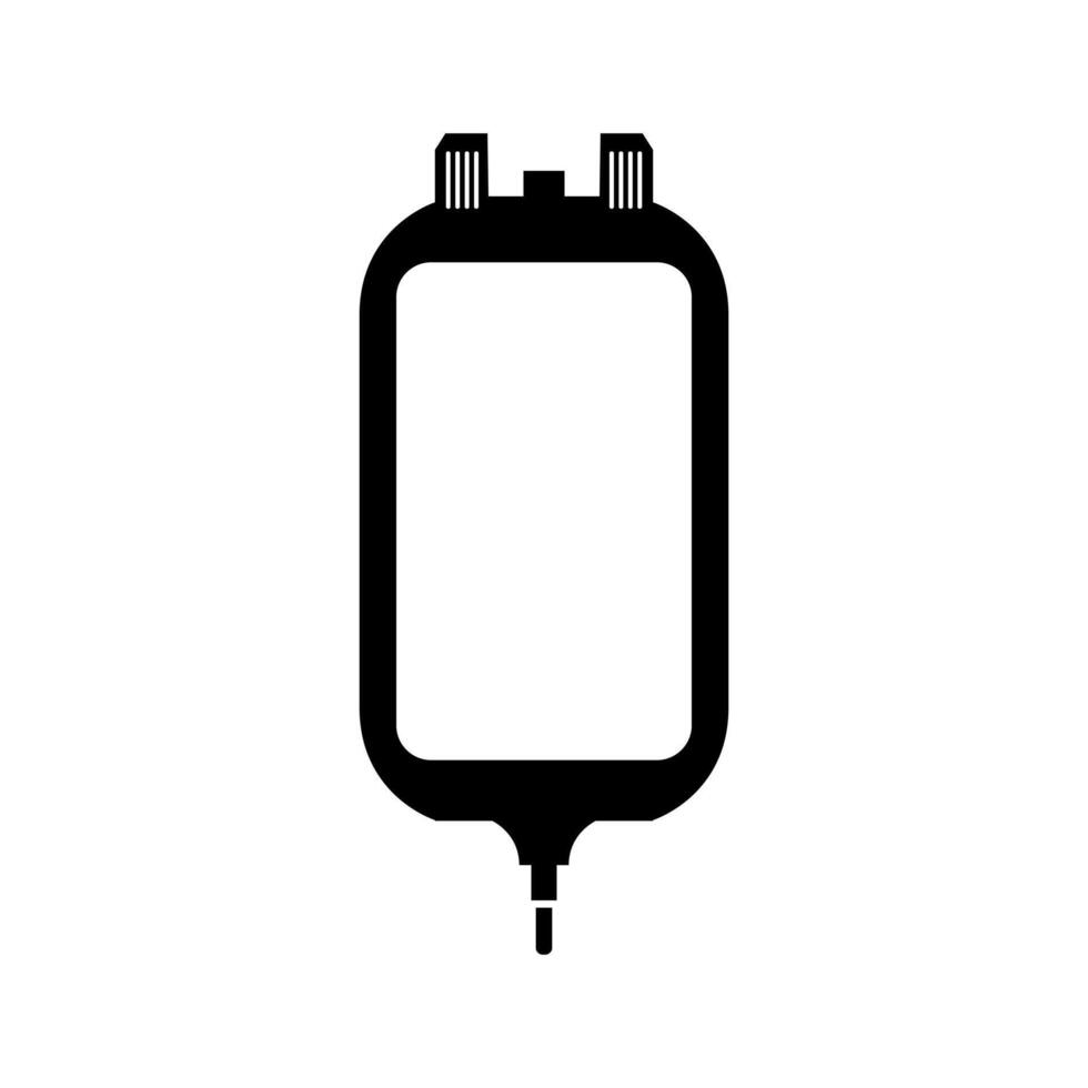 A black and white image of a blood bag vector