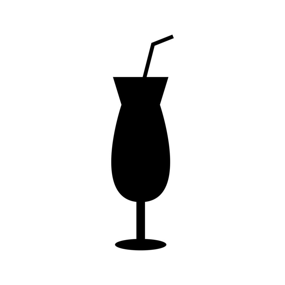 A black and white silhouette of a drink with a straw vector