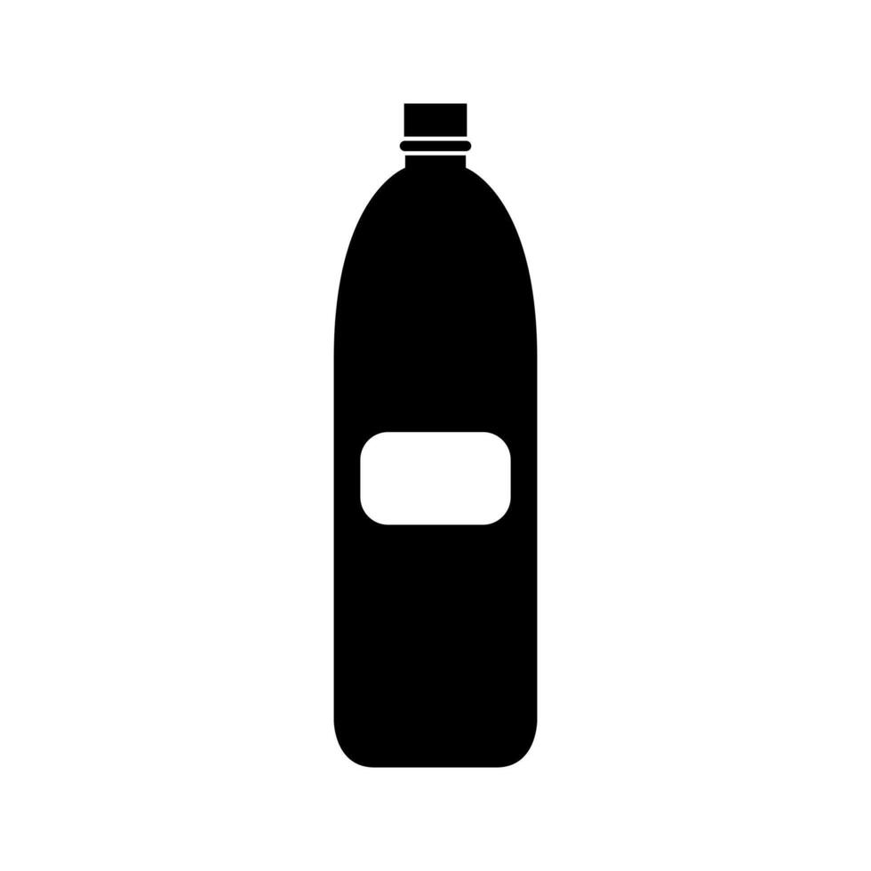 A black and white bottle with a label on it vector
