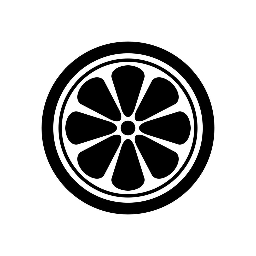 A black and white image of a lemon slice vector
