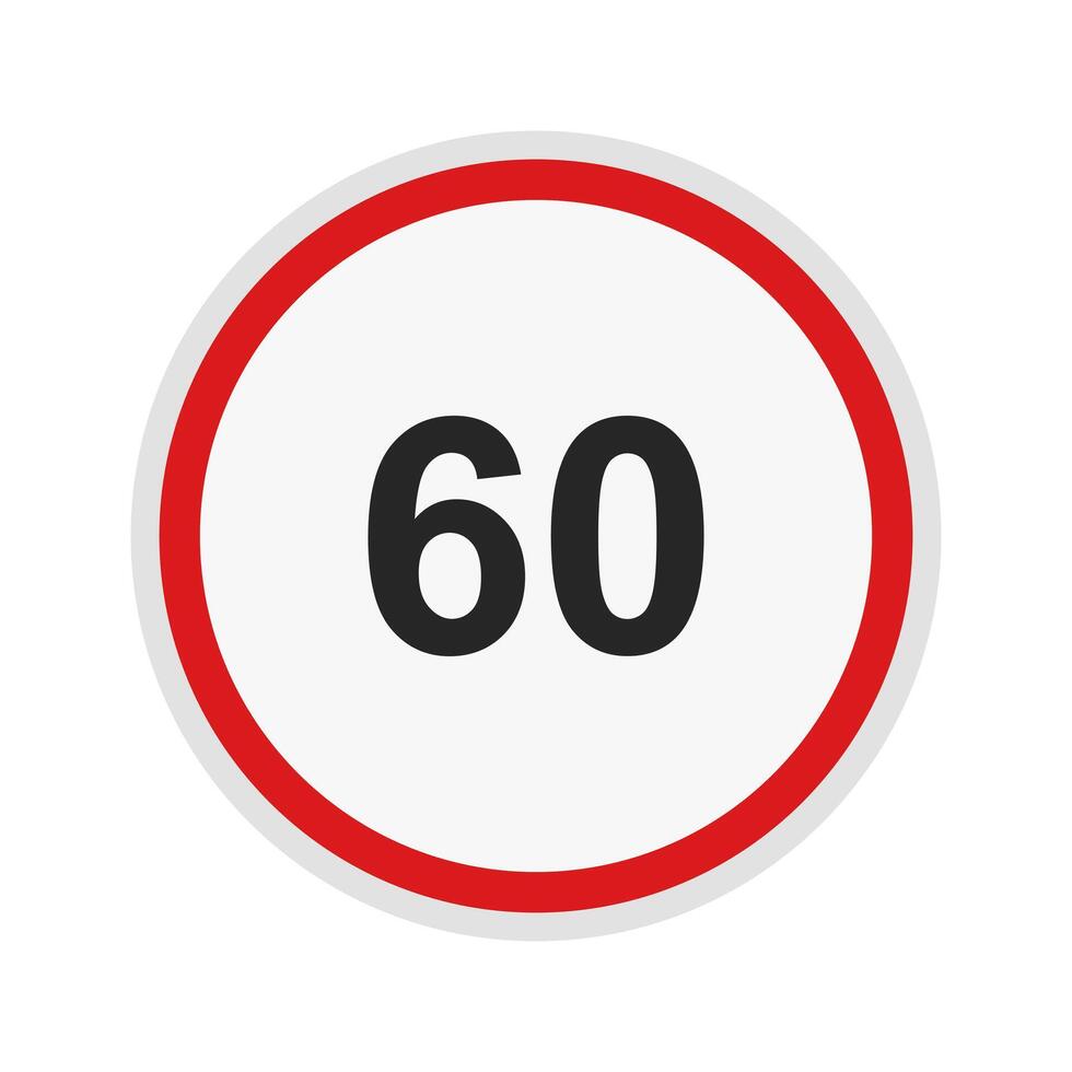 A red and white sign with the number 60 in it vector