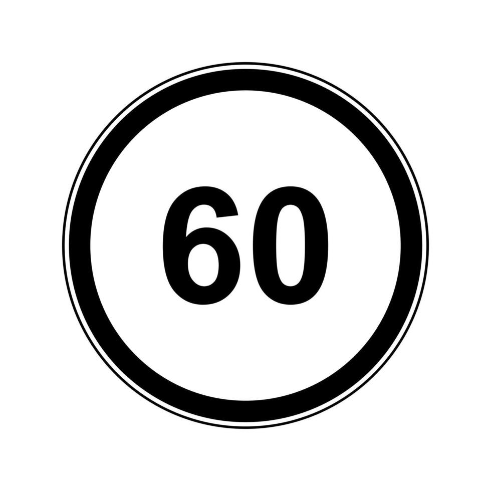 A black and white sign with the number 60 in it vector