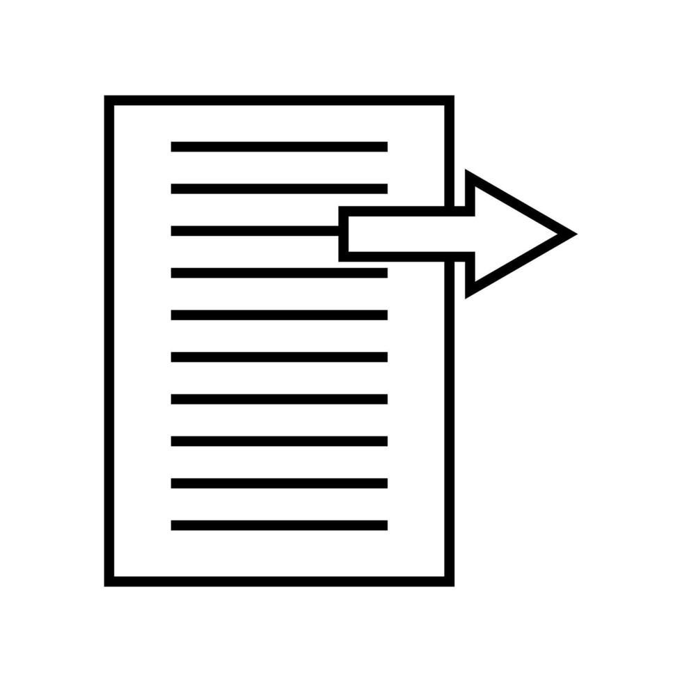 A black and white icon of a document with an arrow pointing to it vector