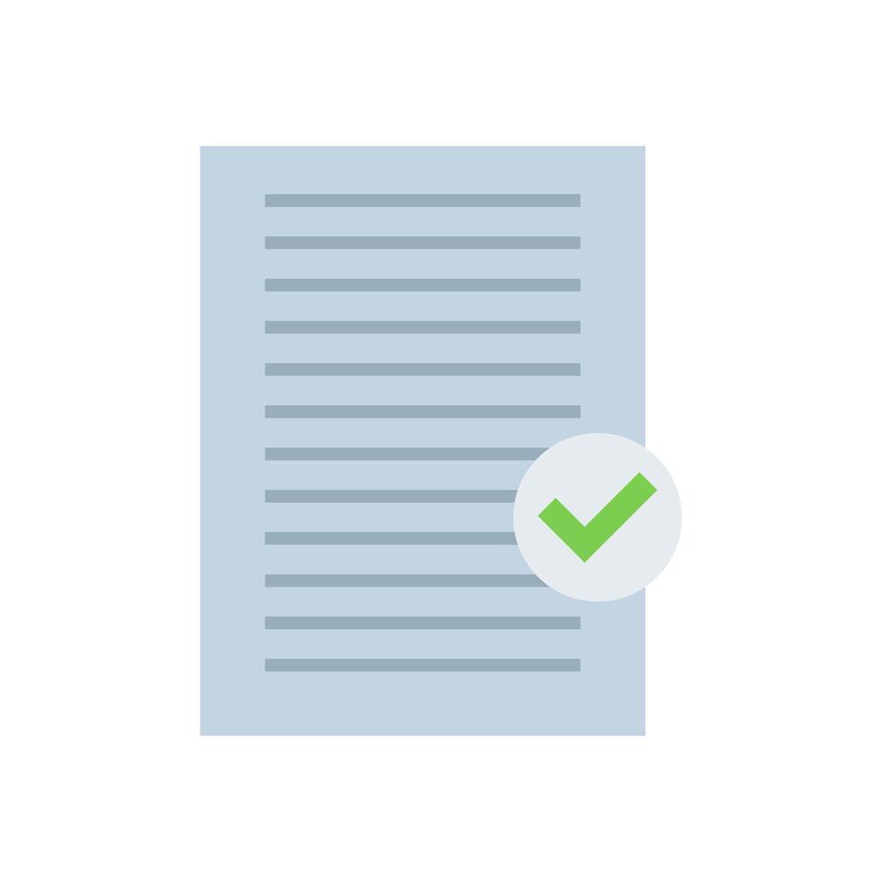A document with a tick and a green check mark vector
