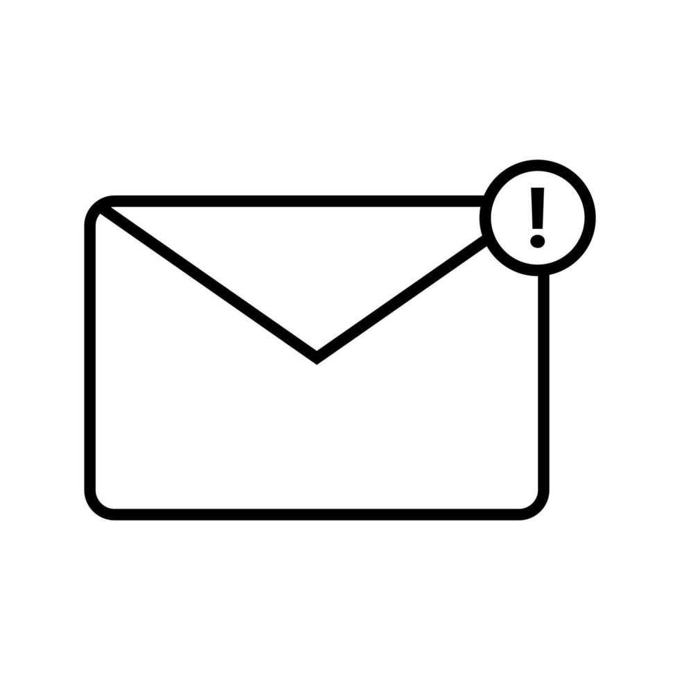 An email envelope icon with a red exclamation mark vector