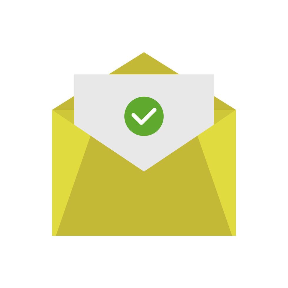 An envelope with a tick mark on it vector