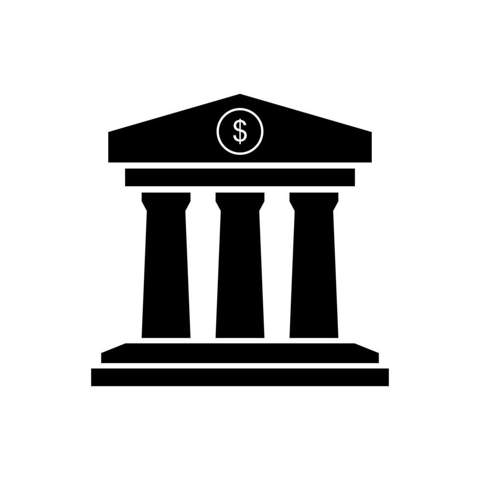 Bank icon, black and white illustration vector