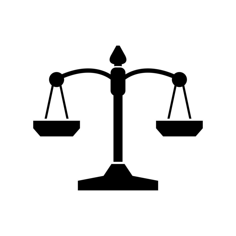A black and white image of a scale of justice vector