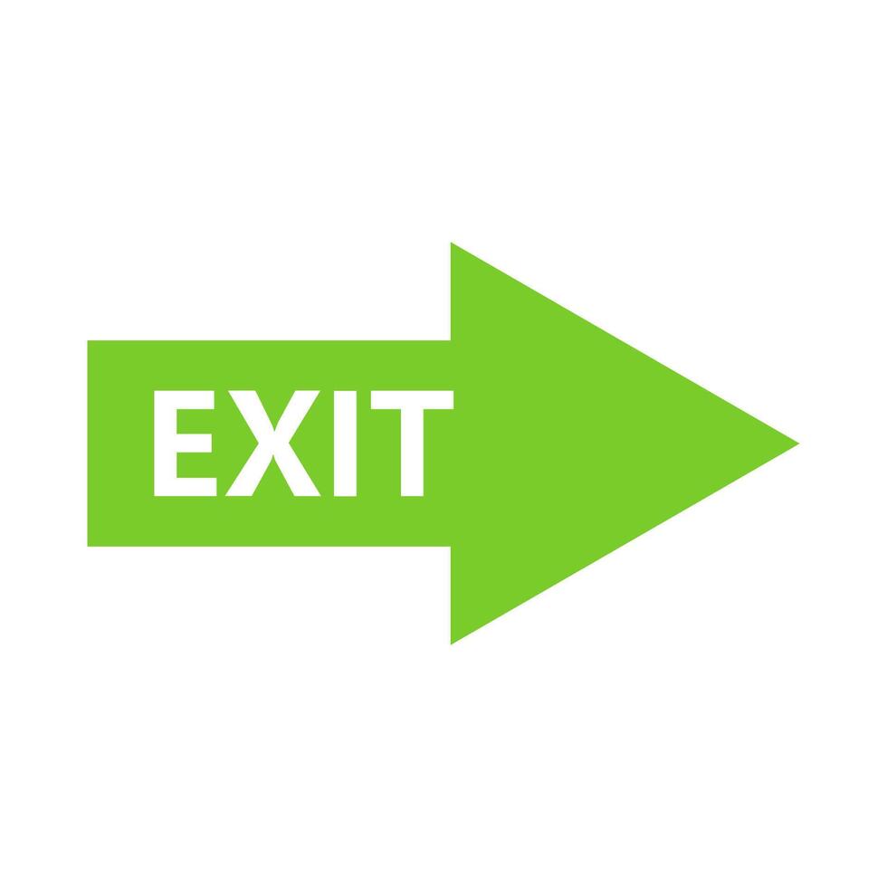 Exit arrow sign with green arrow pointing to the right vector