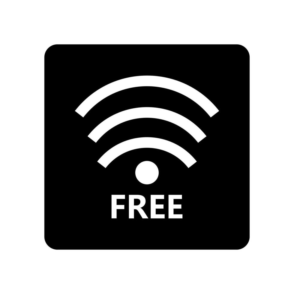 Free wifi icon on black square button vector