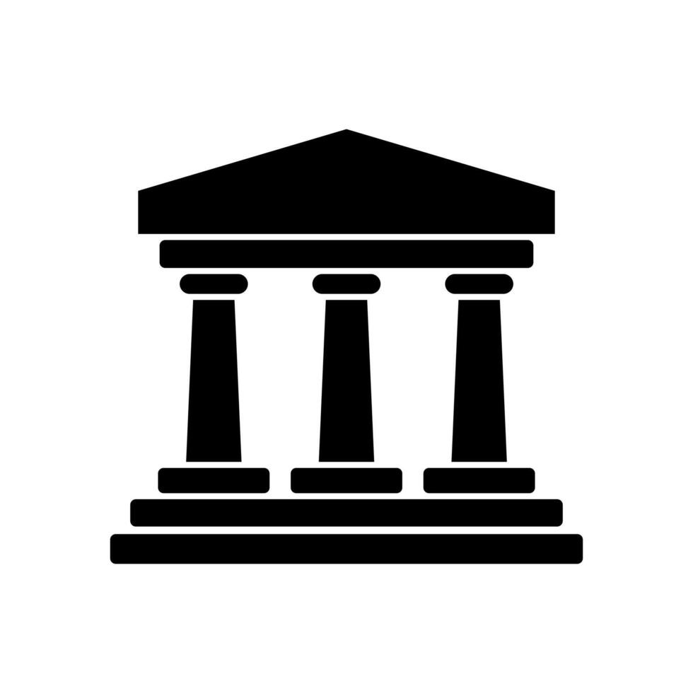 A black and white image of a building with columns vector