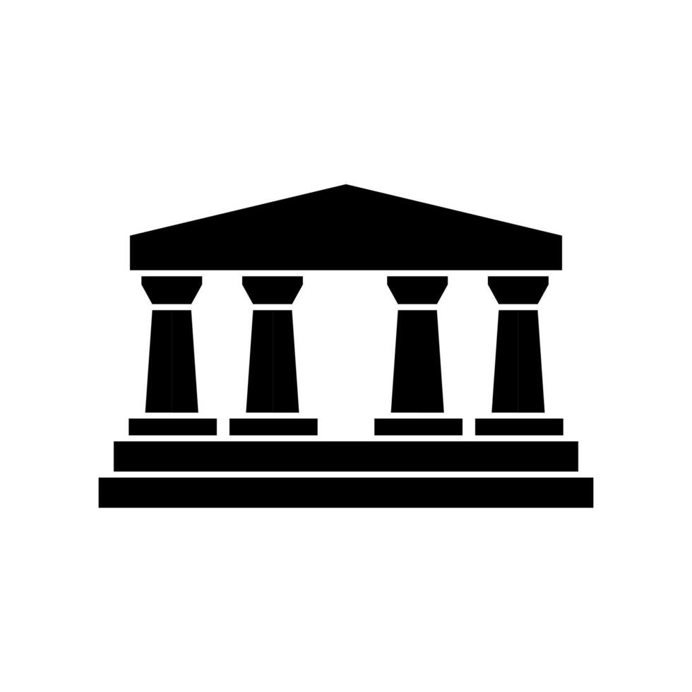 Ancient greek temple icon, black and white illustration vector