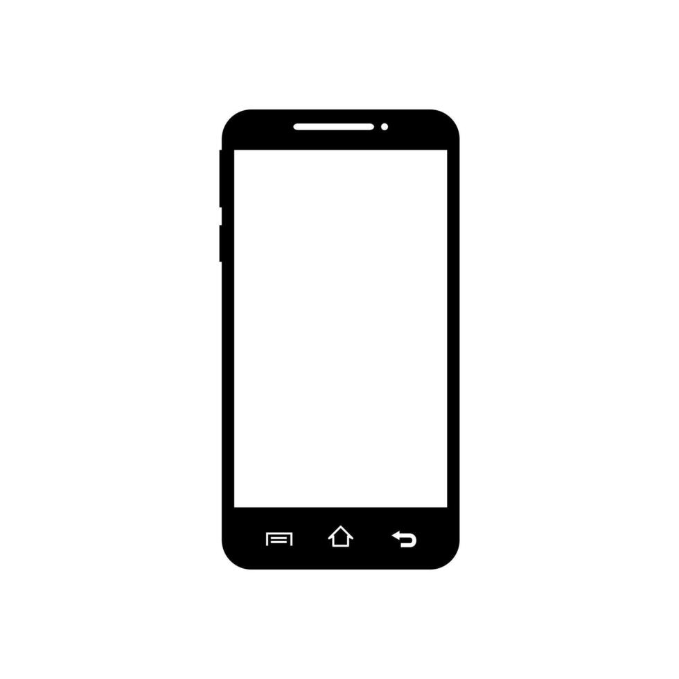 A black and white illustration of a smartphone vector