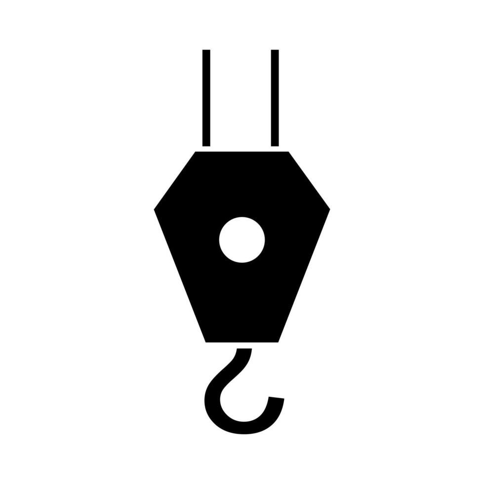 A black and white icon of a hook vector