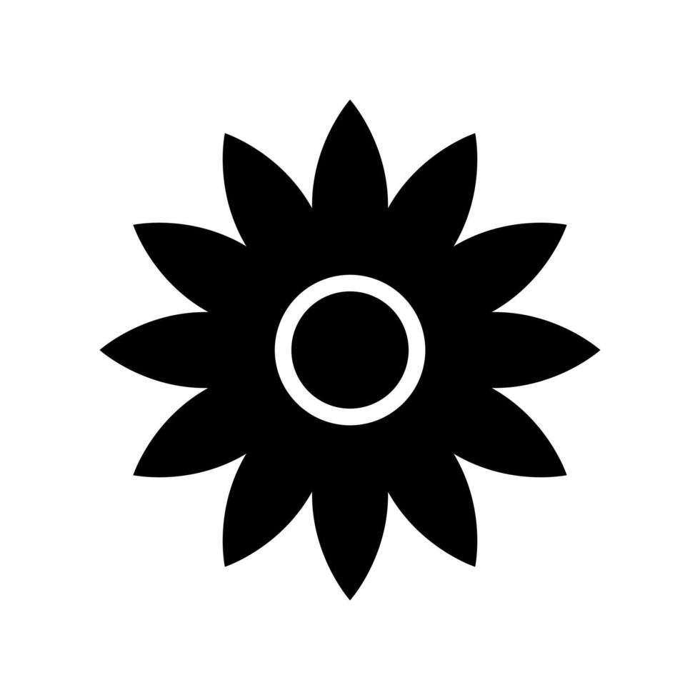 A black and white flower icon on a white background vector