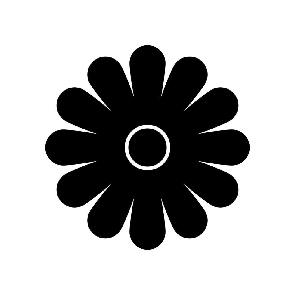 A black and white flower icon on a white background vector