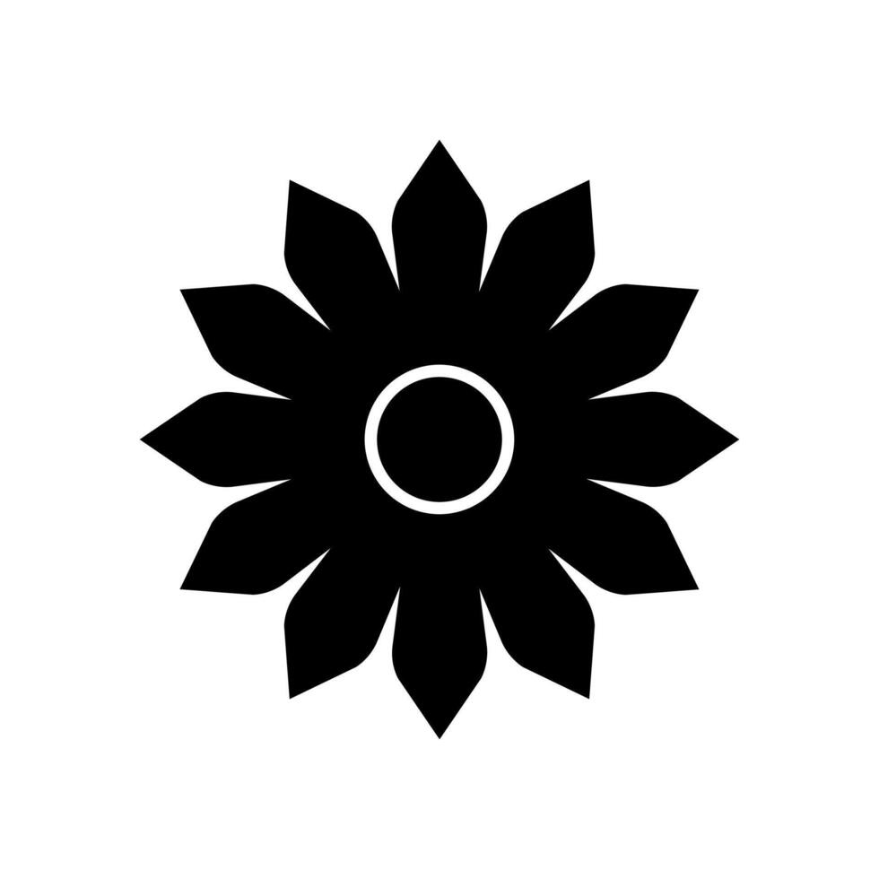 A black and white flower icon on a white background vector