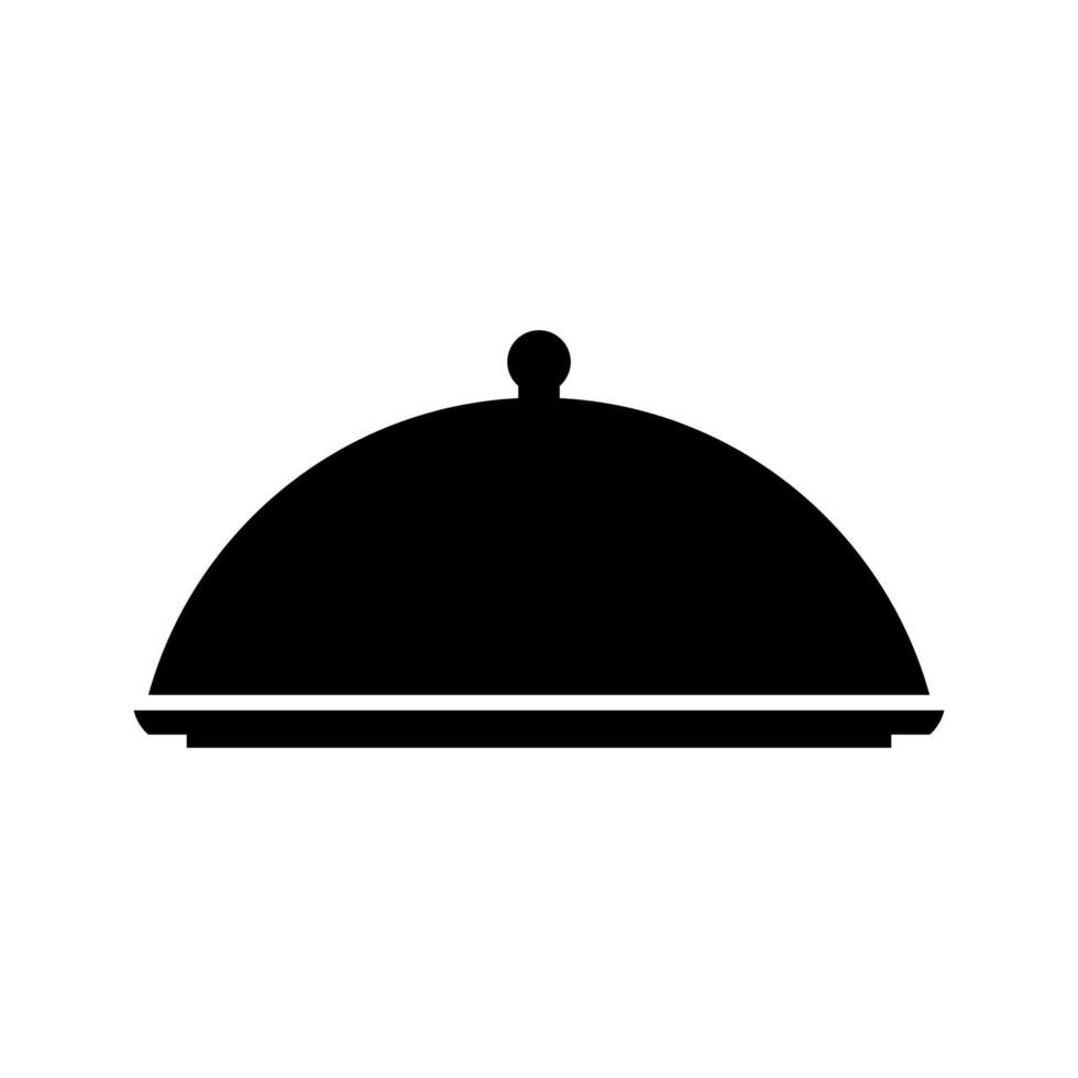 A black and white image of a cloche on a plate vector
