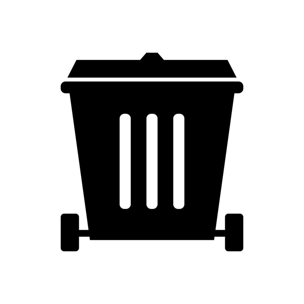 Black trash can icon on white background vector