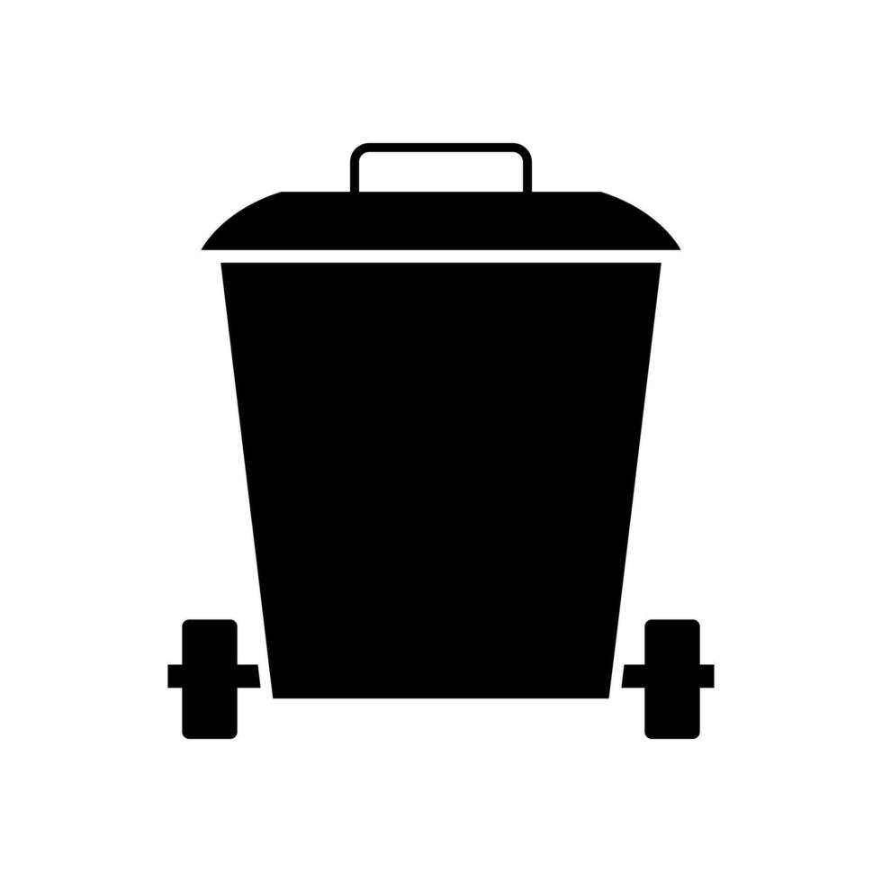 Black trash can icon on white background vector