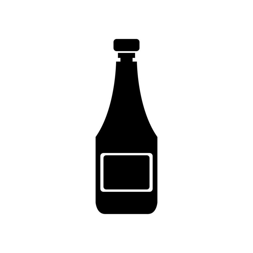 A bottle of wine is shown in black on a white background vector