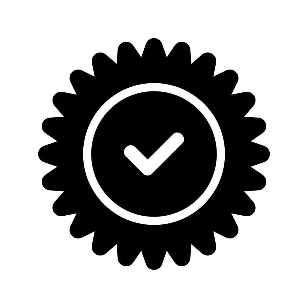 A black and white icon of a check mark vector