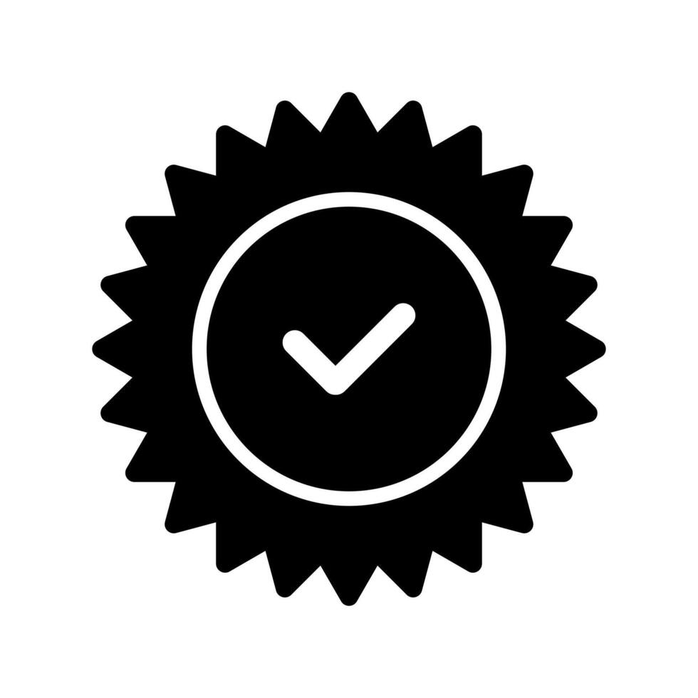 A black and white icon of a check mark vector