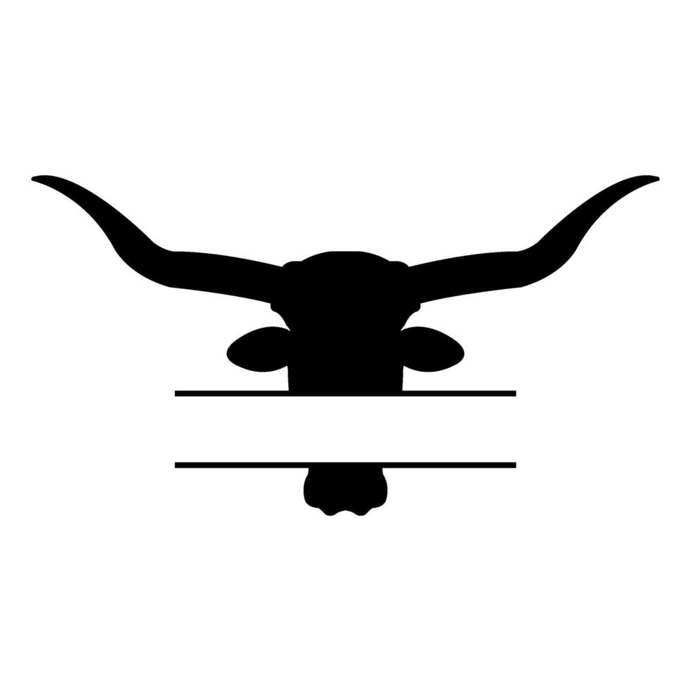 A black and white silhouette of a longhorn head vector