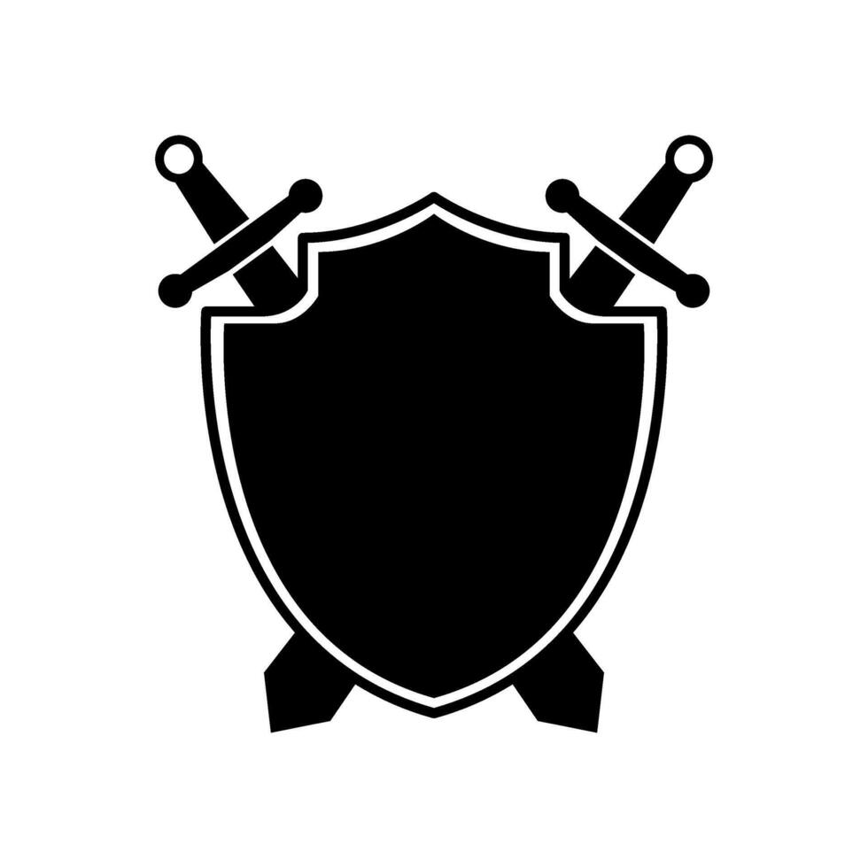 Shield and swords icon illustration vector