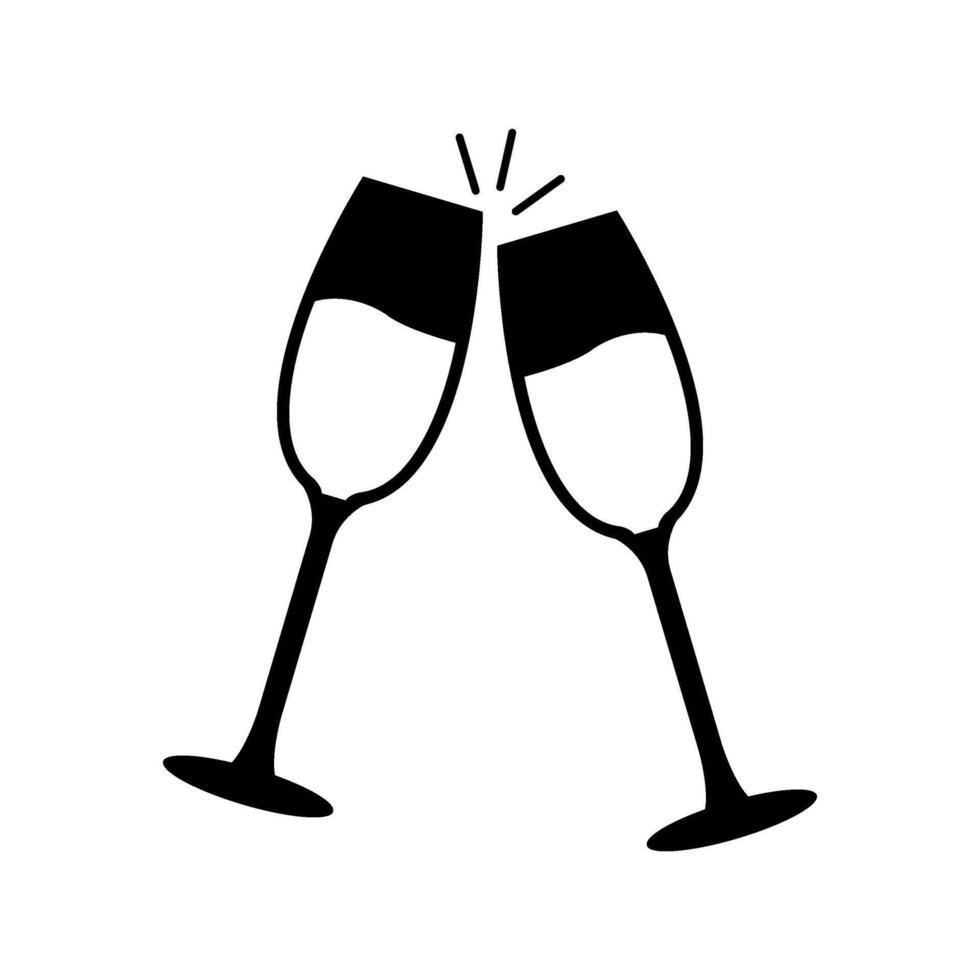 Two glasses of champagne are toasting each other vector