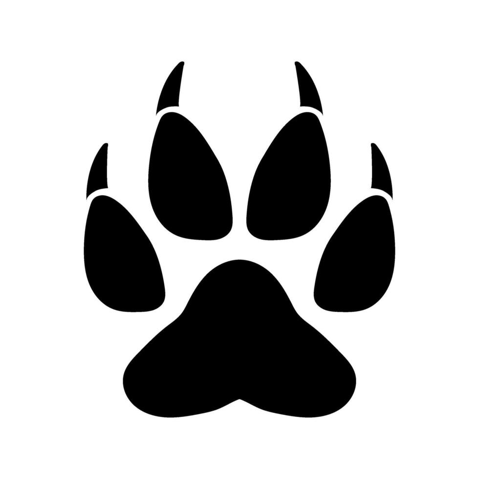 A black and white paw print on a white background vector