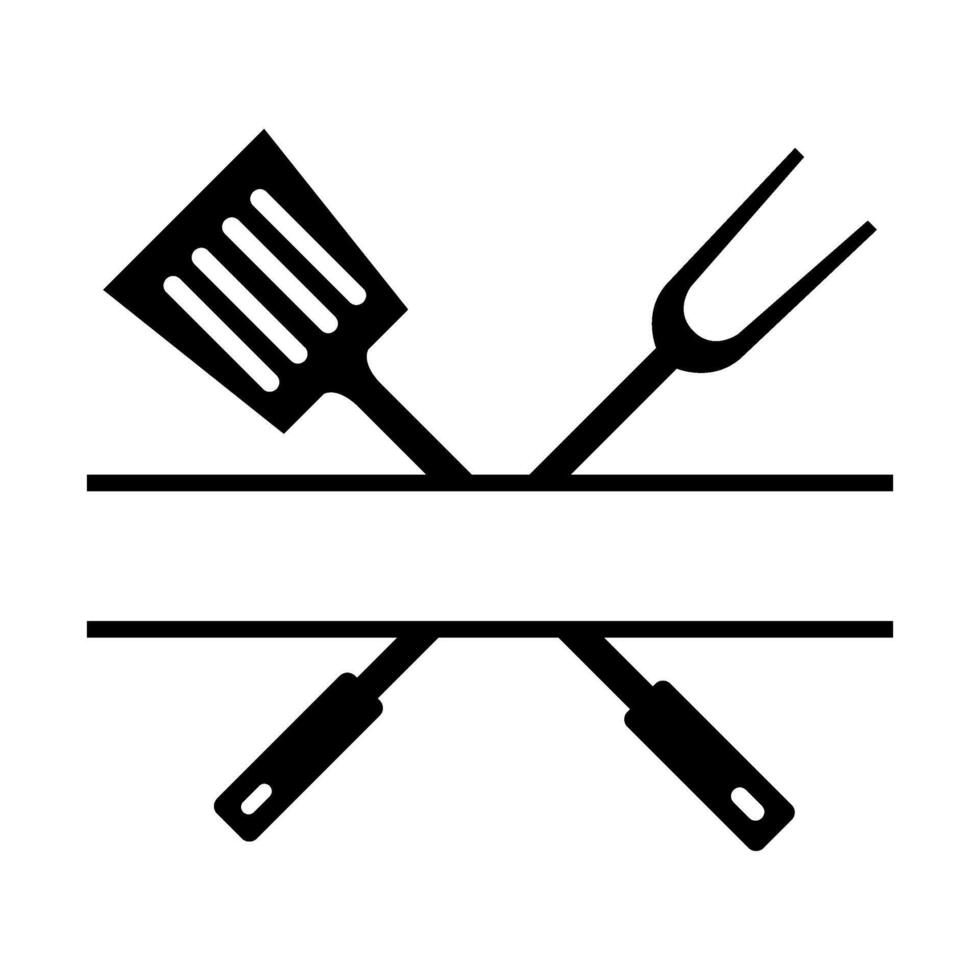 Bbq grill and spatula icon vector