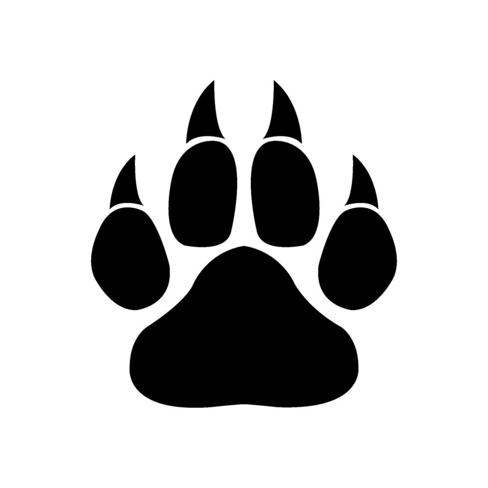 A black and white paw print on a white background vector