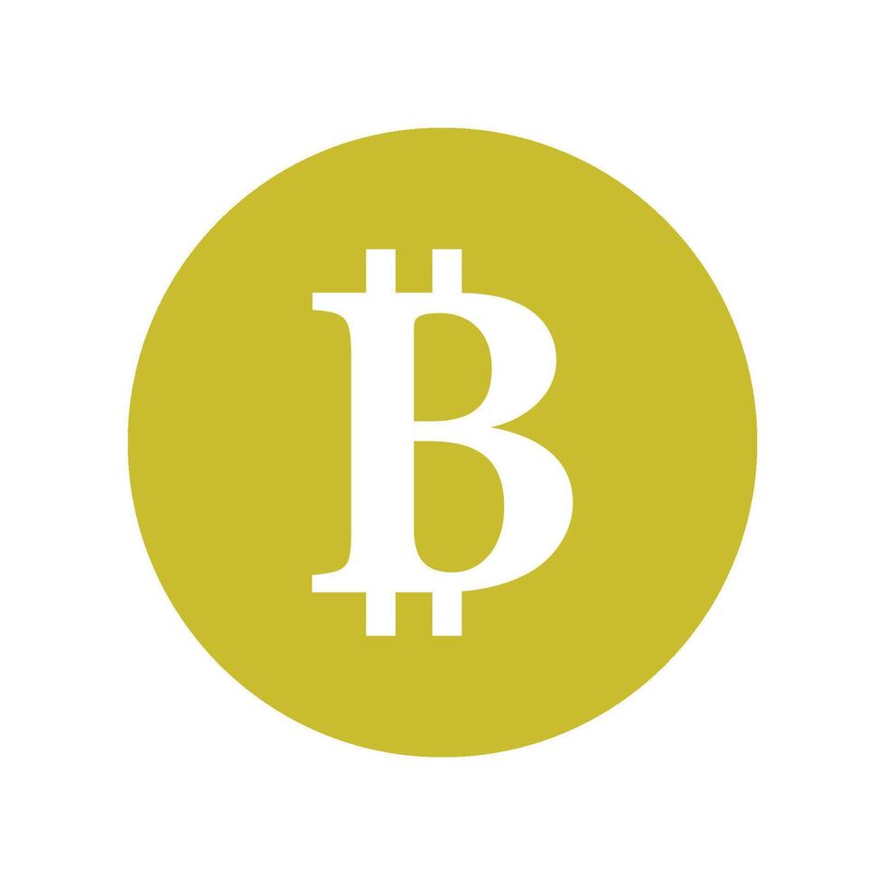 Bitcoin logo on a yellow circle vector