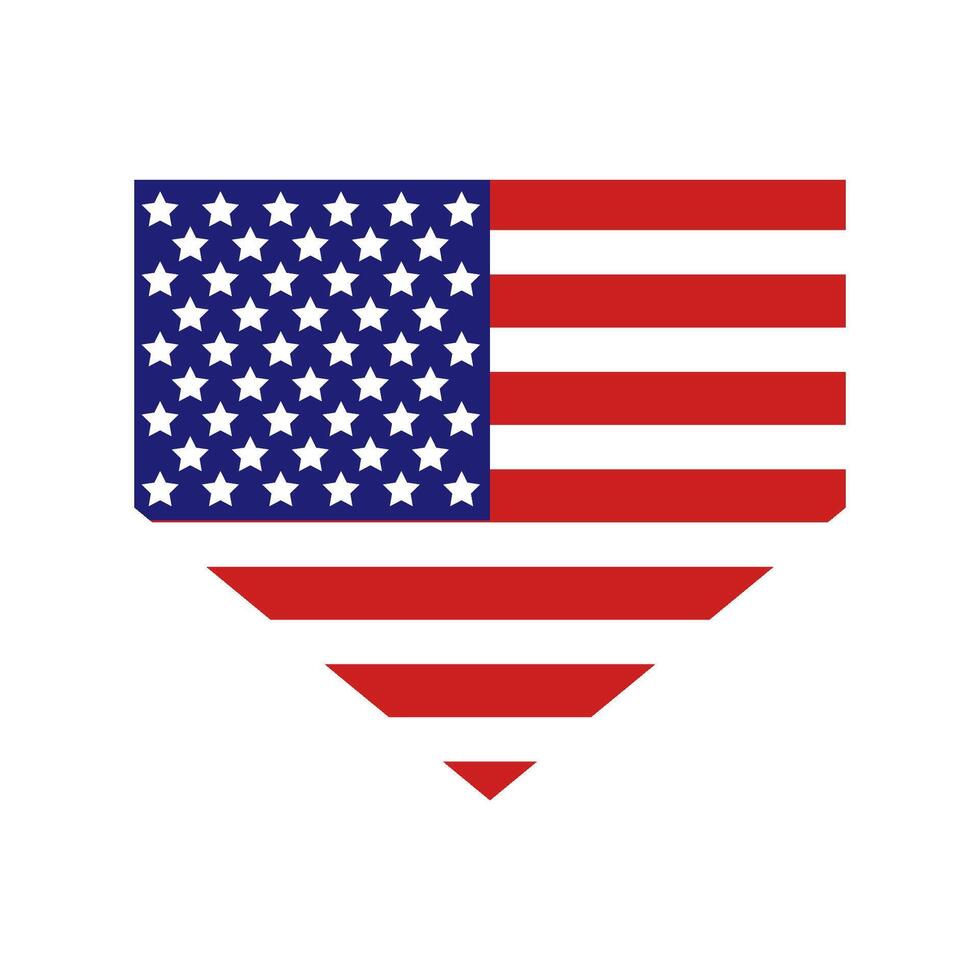 The american flag in a heart shape vector