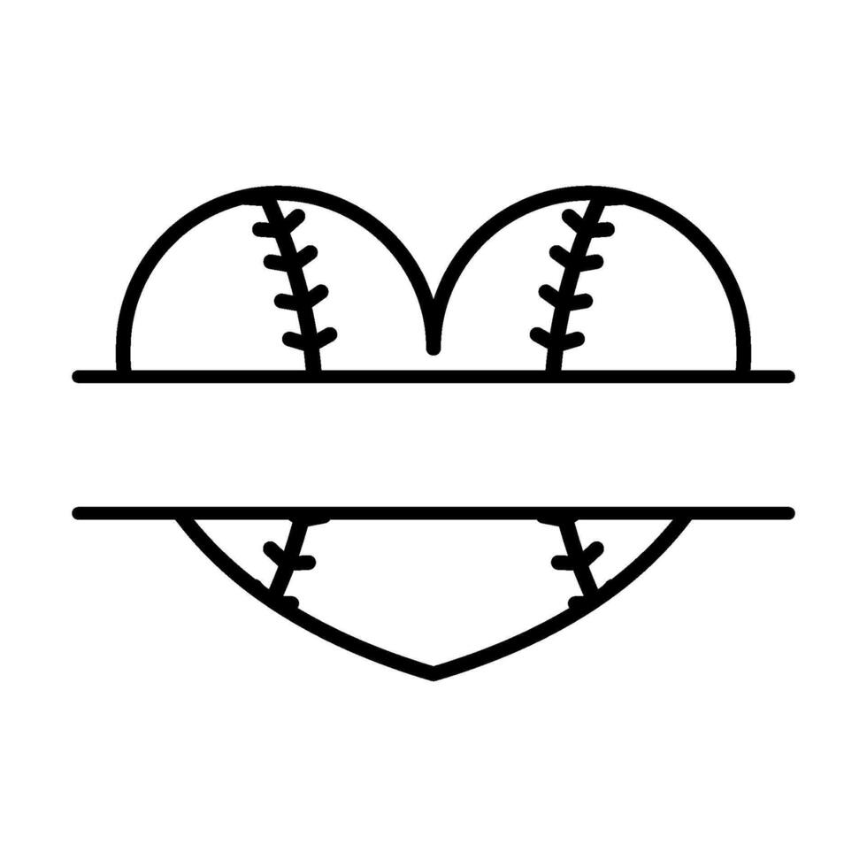 Baseball heart icon with a ribbon on top vector
