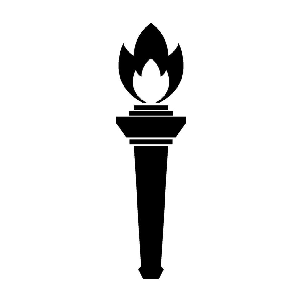 A black and white image of a torch with a flame vector