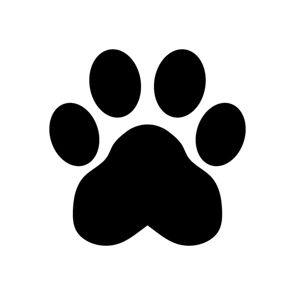 A black and white paw print on a white background vector