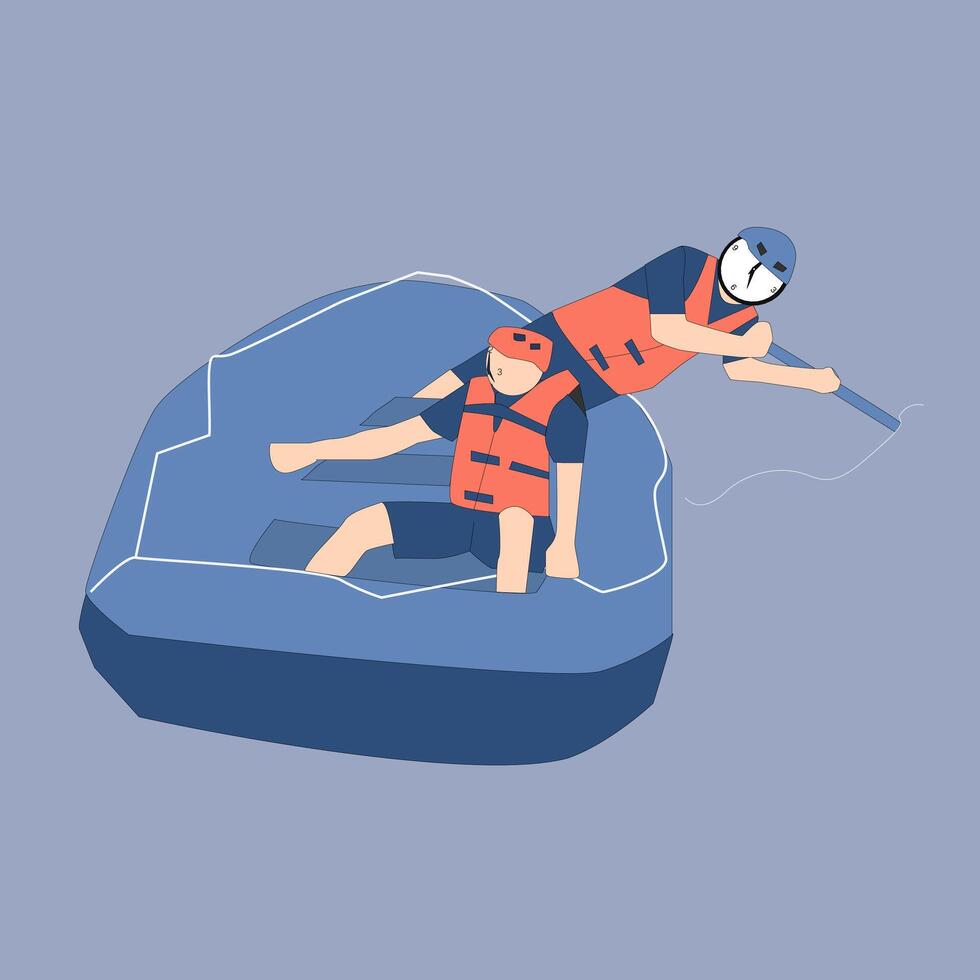 man playing white water rafting vector