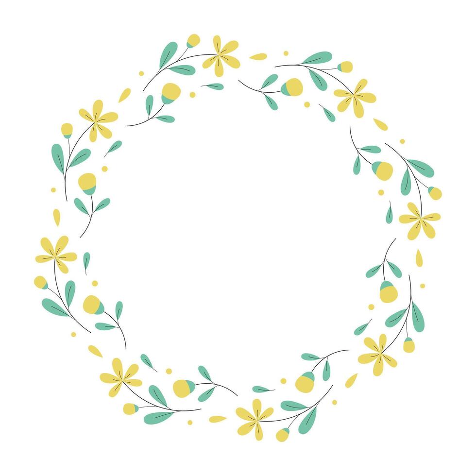 Set of spring wreath. Floral round frames. Decorative elements for greeting card, invitation, banner, sale. vector