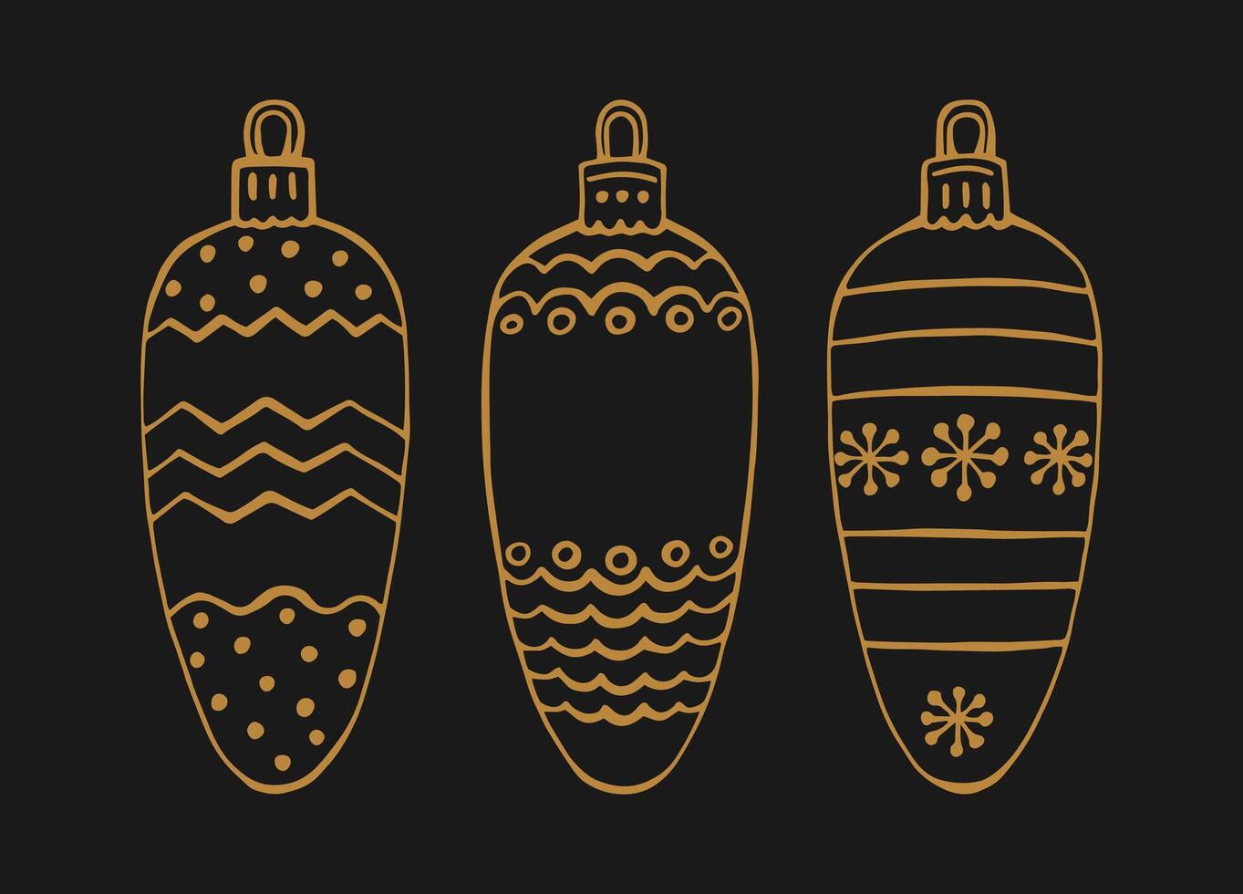 Christmas baubles. Decoration isolated elements. Hand drawn illustration vector