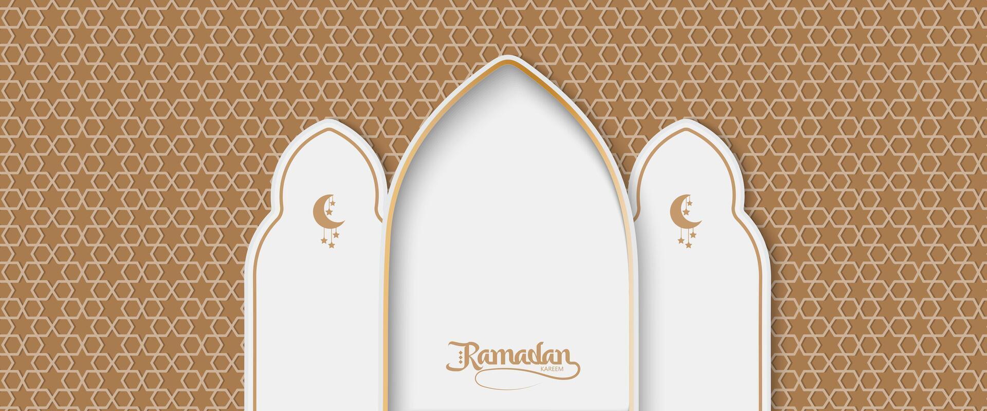ramadan greeting card with two surfboards on a brown background vector