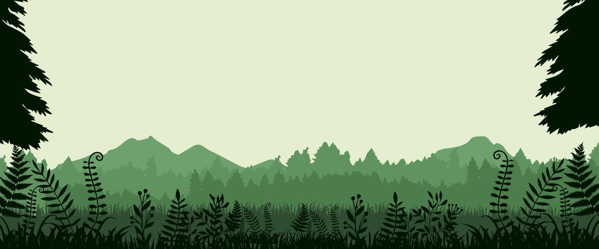 forest background with trees and grass vector